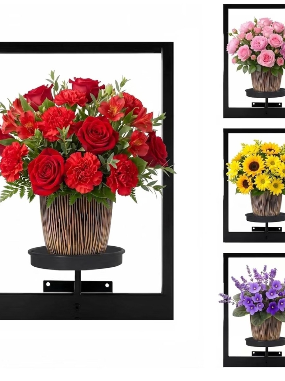 4 Pack Black Metal Indoor Window Plant Shelves Hanging Plant